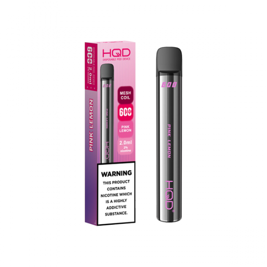 20mg HQD 600 Disposable Vape Device 600 Puffs - Flavour: Pink Lemon