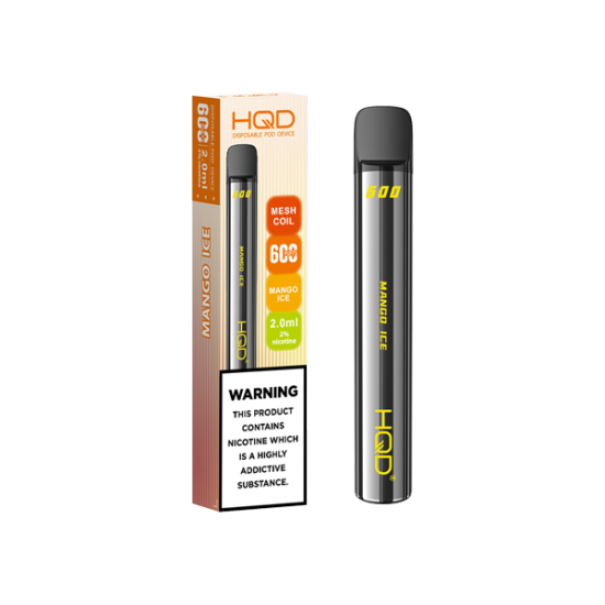 20mg HQD 600 Disposable Vape Device 600 Puffs - Flavour: Mango Ice