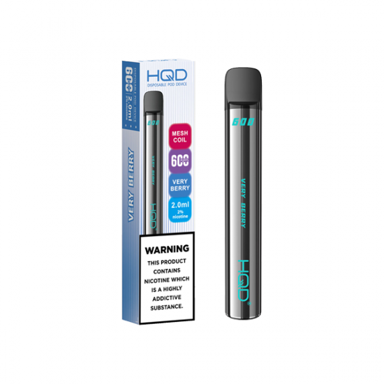 20mg HQD 600 Disposable Vape Device 600 Puffs - Flavour: Very Berry