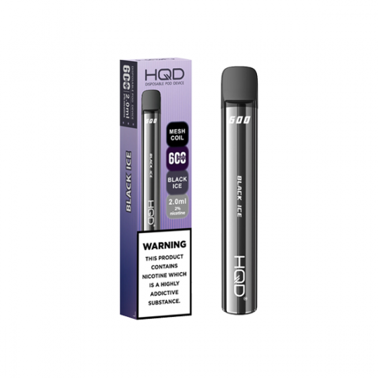 20mg HQD 600 Disposable Vape Device 600 Puffs - Flavour: Black Ice