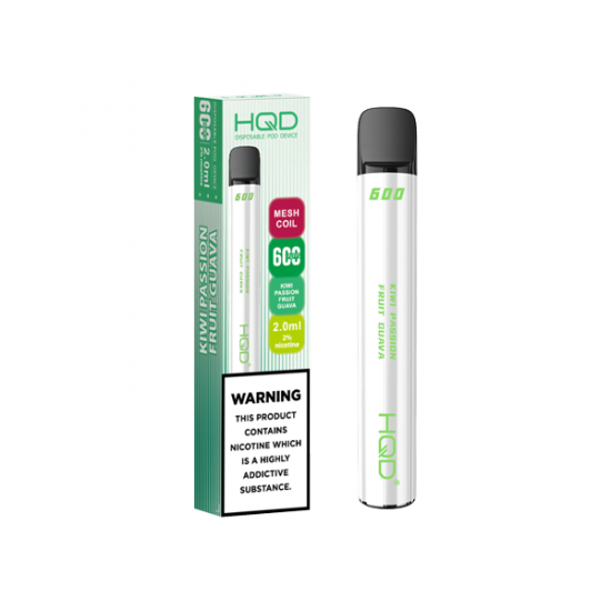 20mg HQD 600 Disposable Vape Device 600 Puffs - Flavour: Kiwi Passion Fruit Guava