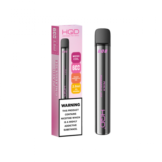 20mg HQD 600 Disposable Vape Device 600 Puffs - Flavour: Peach Pineapple Ice