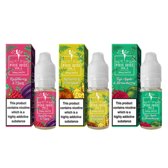 20mg Pixie Juice Volume 2 10ml Nic Salts (50VG/50PG) - Flavour: Fuji Apple & Stawberry