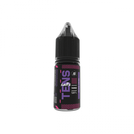 10mg Tens Salts 10ml Nic Salts (50VG/50PG) - (Full Box) Pack Of 10 - Flavour: Grape Crush