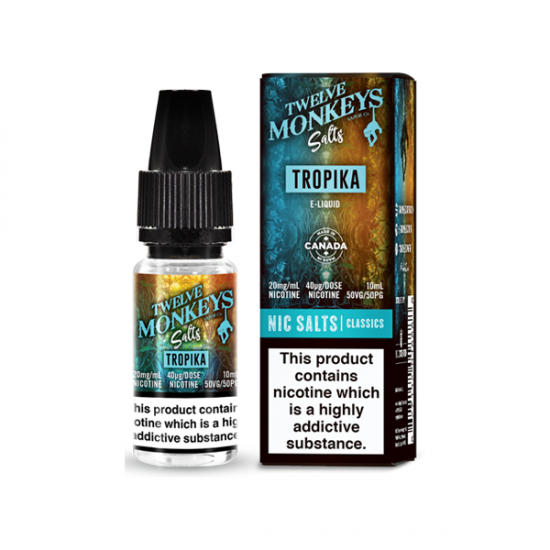 10mg Twelve Monkeys Classics 10ml Nic Salt (50VG/50PG) - Flavour: Tropika