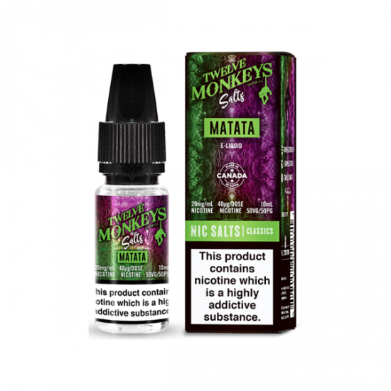 20mg Twelve Monkeys Classics 10ml Nic Salt (50VG/50PG) - Flavour: Matata