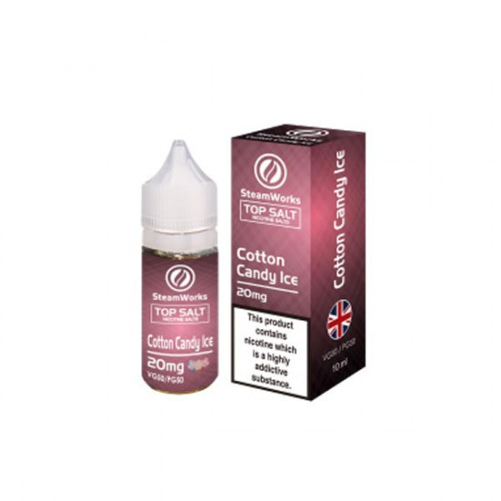 20mg Top Salt Fruit Flavour Nic Salts by A-Steam 10ml (50VG/50PG) - Flavour: Cotton Candy Ice