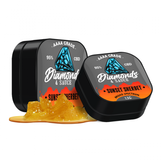 Diamonds & Sauce 95% Broad Spectrum CBD Distillate - 1.5g - Terpene Strains: Sunset Sherbet