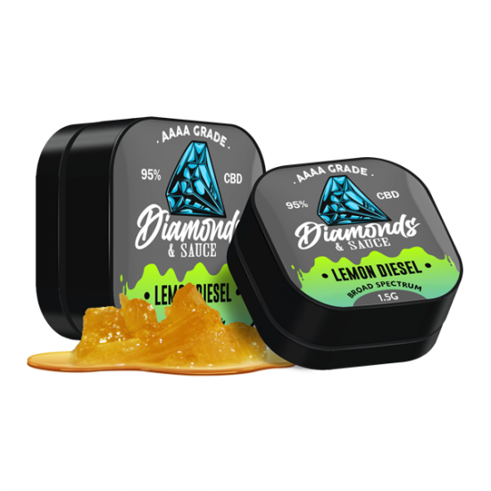 Diamonds & Sauce 95% Broad Spectrum CBD Distillate - 1.5g - Terpene Strains: Lemon Diesel