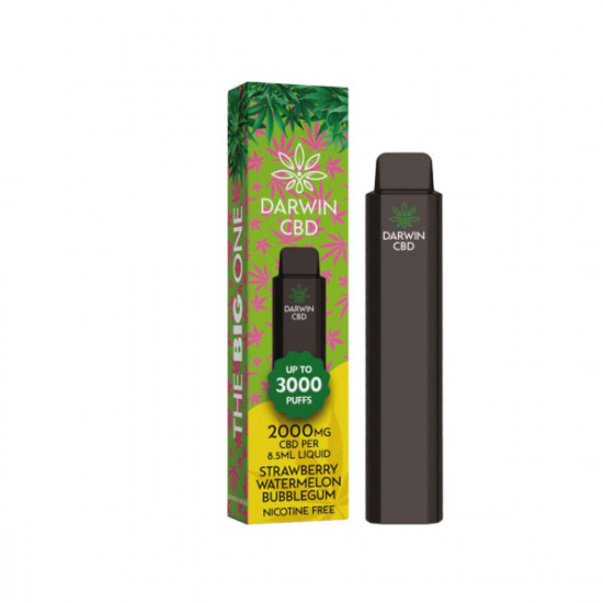 Darwin The Big One 2000mg CBD Disposable Vape Device 3000 Puffs - Flavour: Strawberry Watermelon Bubblegum