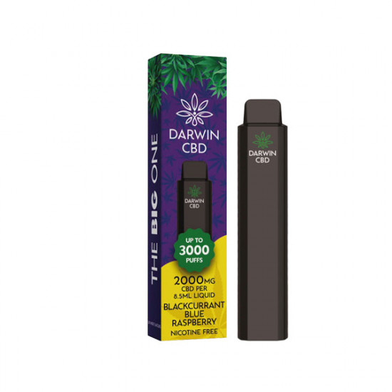 Darwin The Big One 2000mg CBD Disposable Vape Device 3000 Puffs - Flavour: Blackcurrant Blue Raspberry