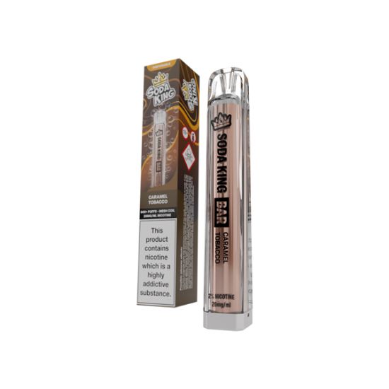 20mg Soda King Bar Disposable Vape Device 600 Puffs - Flavour: Caramel Tobacco