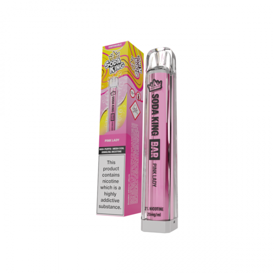 20mg Soda King Bar Disposable Vape Device 600 Puffs - Flavour: Pink Lady