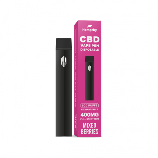 Hempthy 400mg CBD Disposable Vape Pen 600 Puffs - Flavour: Mixed Berries