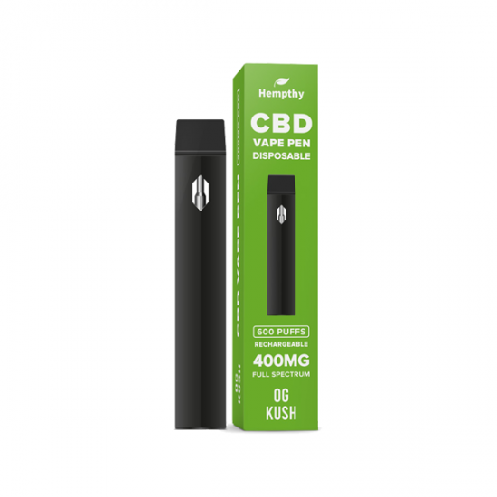 Hempthy 400mg CBD Disposable Vape Pen 600 Puffs - Flavour: OG Kush