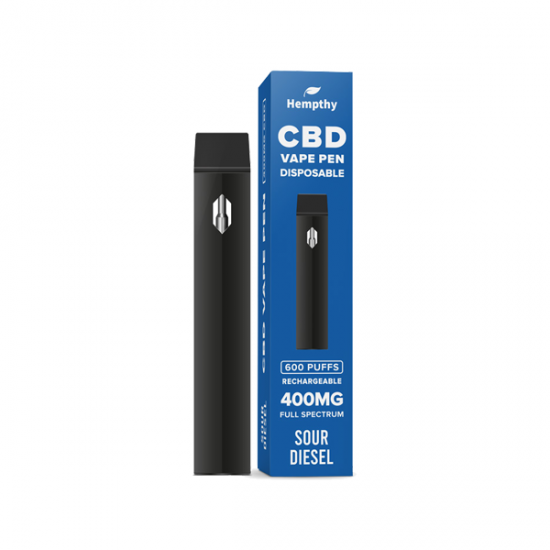 Hempthy 400mg CBD Disposable Vape Pen 600 Puffs - Flavour: Sour Diesel