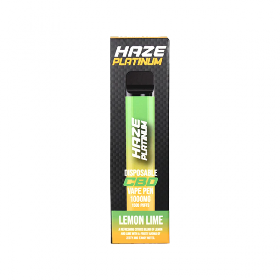 Haze Platinum 1000mg CBD Disposable Vape Device 1500 Puffs - Flavour: Lemon Lime