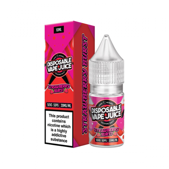 20mg Vape Heaven Disposable Vape Juice 10ml Nic Salts (50VG/50PG) - Flavour: Strawberry Burst