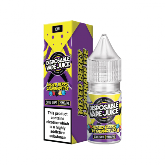 20mg Vape Heaven Disposable Vape Juice 10ml Nic Salts (50VG/50PG) - Flavour: Mixed Berry Lemonade