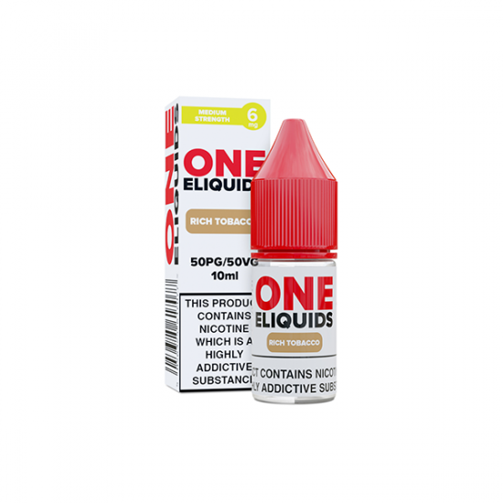 6mg One E-Liquids Flavoured Nicotine E-Liquid 10ml (50VG/50PG) - Flavour: Rich Tobacco