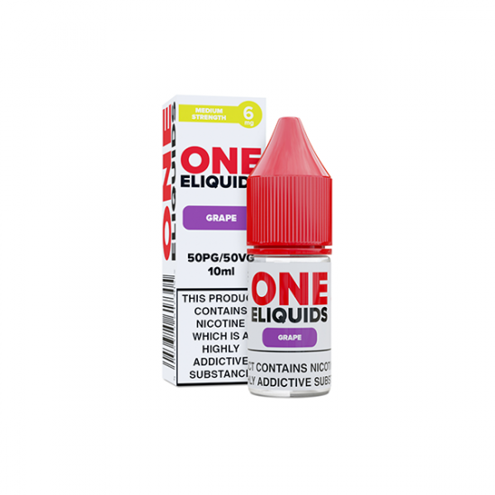 6mg One E-Liquids Flavoured Nicotine E-Liquid 10ml (50VG/50PG) - Flavour: Grape