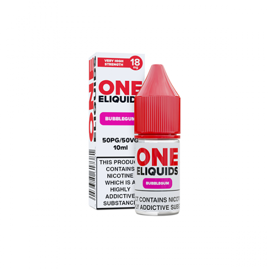 18mg One E-Liquids Flavoured Nicotine E-Liquid 10ml (50VG/50PG) - Flavour: Bubblegum