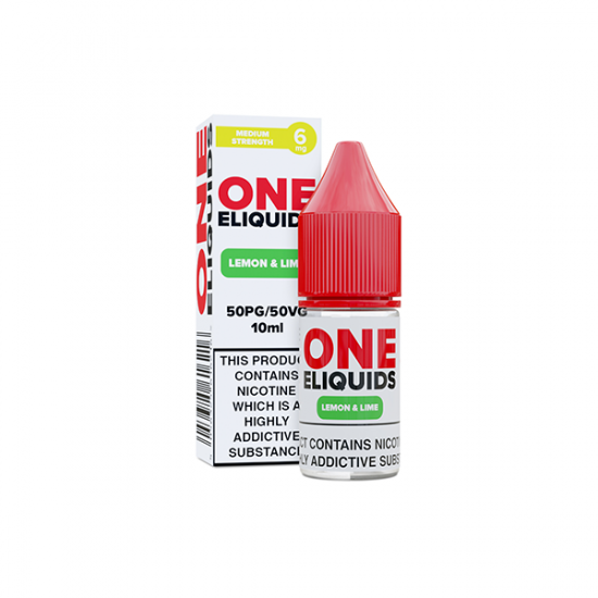 6mg One E-Liquids Flavoured Nicotine E-Liquid 10ml (50VG/50PG) - Flavour: Lemon Lime