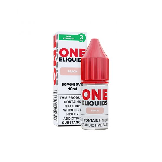 3mg One E-Liquids Flavoured Nicotine E-Liquid 10ml (50VG/50PG) - Flavour: Peach