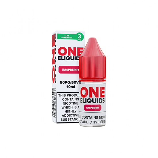 3mg One E-Liquids Flavoured Nicotine E-Liquid 10ml (50VG/50PG) - Flavour: Raspberry