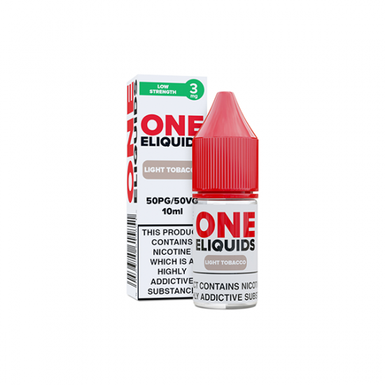 3mg One E-Liquids Flavoured Nicotine E-Liquid 10ml (50VG/50PG) - Flavour: Light Tobacco