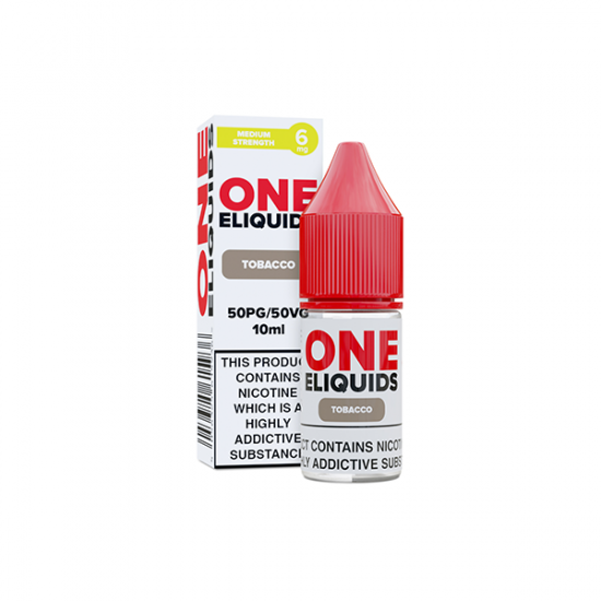 6mg One E-Liquids Flavoured Nicotine E-Liquid 10ml (50VG/50PG) - Flavour: Tobacco