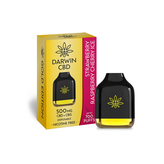 Darwin 500mg CBD + CBG Cube Disposable 700 Puffs - Flavour: Strawberry Raspberry Cherry Ice