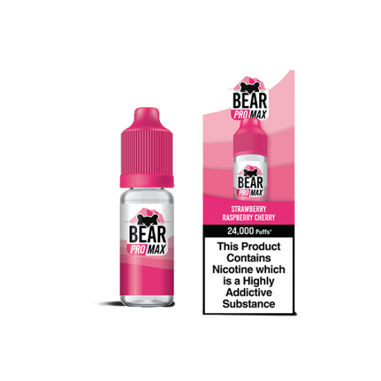 Bear Pro Max 75ml Longfill Bar Series includes 4X 20mg Bar Salts - Flavour: Strawberry Raspberry Cherry