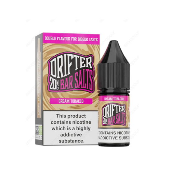 20mg Drifter Bar Salts 10ml (50VG/50PG) - Flavour: Cream Tobacco