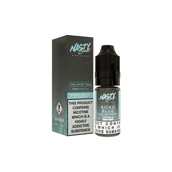 10mg Nasty Salts 10ml Nic Salts (50VG/50PG) - Flavour: Sicko Blue