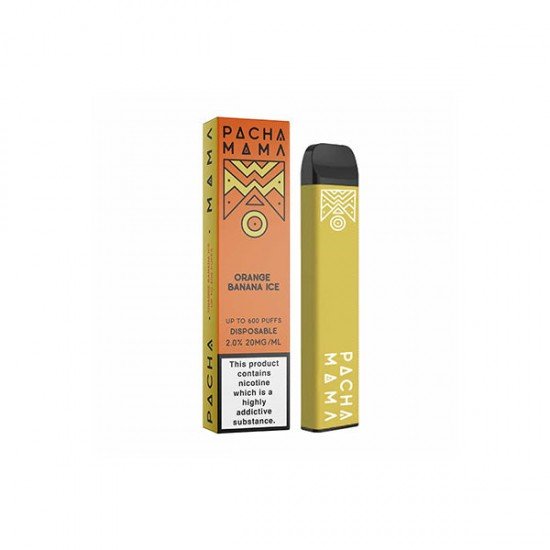 20mg Pacha Mama Disposable Vaping Device 600 Puffs - Flavour: Orange Banana Ice