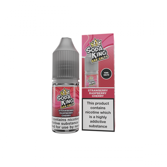 10mg Soda King Bar SALTS 10ml - (50VG/50PG) - Flavour: Strawberry Raspberry Cherry