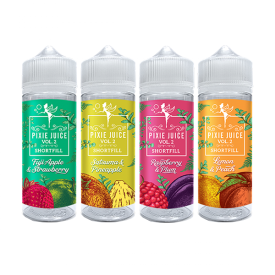 0mg Pixie Juice Volume 2 100ml Shortfill (70VG/30PG) - Flavour: Fuji Apple & Strawberry