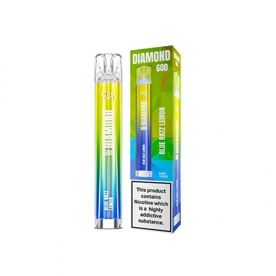 20mg Vapes Bars Diamond 600 Disposable Vape Device 600 Puffs - Flavour: Blue Razz Lemon