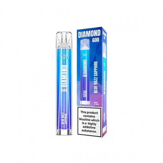 20mg Vapes Bars Diamond 600 Disposable Vape Device 600 Puffs - Flavour: Blue Razz Sapphire