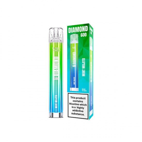 20mg Vapes Bars Diamond 600 Disposable Vape Device 600 Puffs - Flavour: Mint Mojito