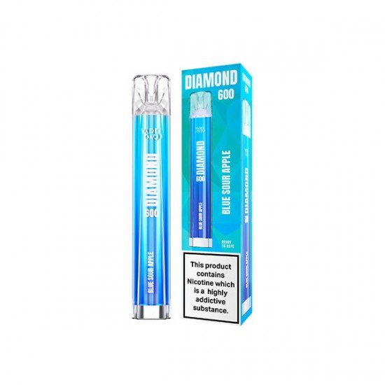 20mg Vapes Bars Diamond 600 Disposable Vape Device 600 Puffs - Flavour: Blue Sour Apple