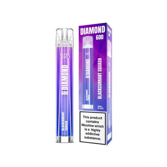 20mg Vapes Bars Diamond 600 Disposable Vape Device 600 Puffs - Flavour: Blackcurrant Squash