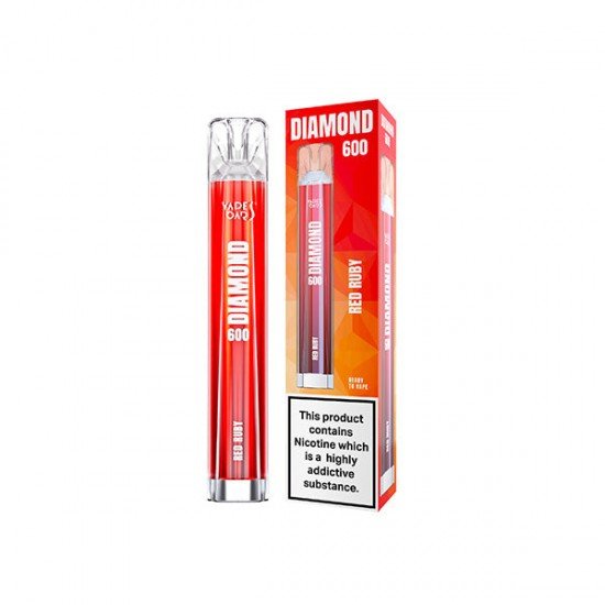 20mg Vapes Bars Diamond 600 Disposable Vape Device 600 Puffs - Flavour: Red Ruby