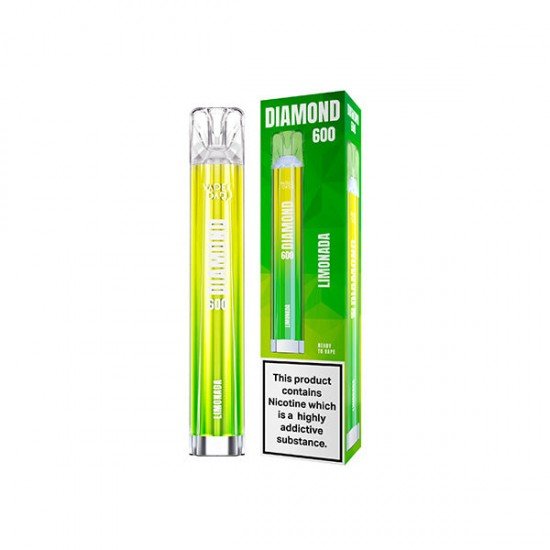 20mg Vapes Bars Diamond 600 Disposable Vape Device 600 Puffs - Flavour: Limonada