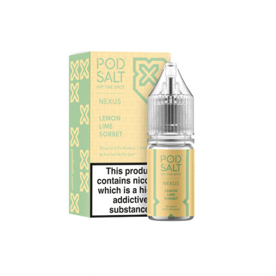 10mg Pod Salt Nexus 10ml Nic Salt (50VG/50PG) - Flavour: Lemon Lime Sorbet