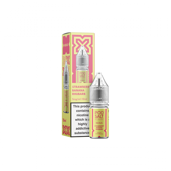 5mg Pod Salt Nexus 10ml Nic Salt (50VG/50PG) - Flavour: Strawberry Banana Rhubarb