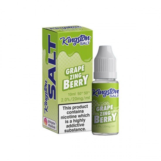 10mg Kingston Salts 10ml Nic Salts (50VG/50PG) - Flavour: Grape Zingberry