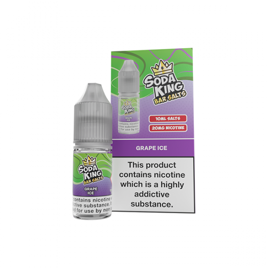 20mg Soda King Bar SALTS 10ml - (50VG/50PG) - Flavour: Grape Ice