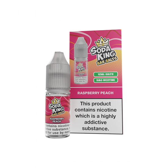 5mg Soda King Bar SALTS 10ml - (50VG/50PG) - Flavour: Raspberry Peach